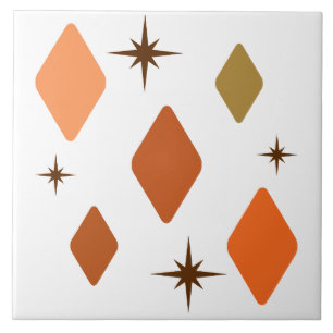 Azulejo Naranja Mínimo de Diamantes Mod