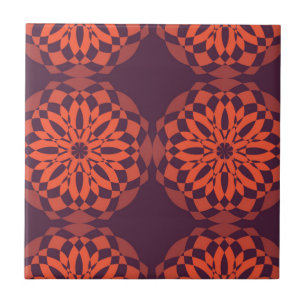 Azulejo Naranja morado fresco, único, moderno abstracto de