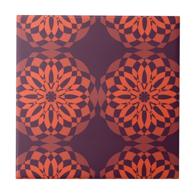 Azulejo Naranja morado fresco, único, moderno abstracto de (Frente)