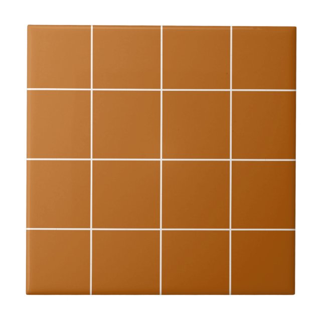 Azulejo Naranja Oxidado Líneas Geométricas Cuadrícula Mode (Frente)