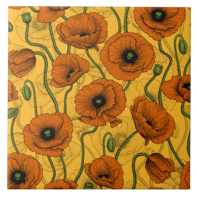 Azulejo Naranja Poppies (Frente)