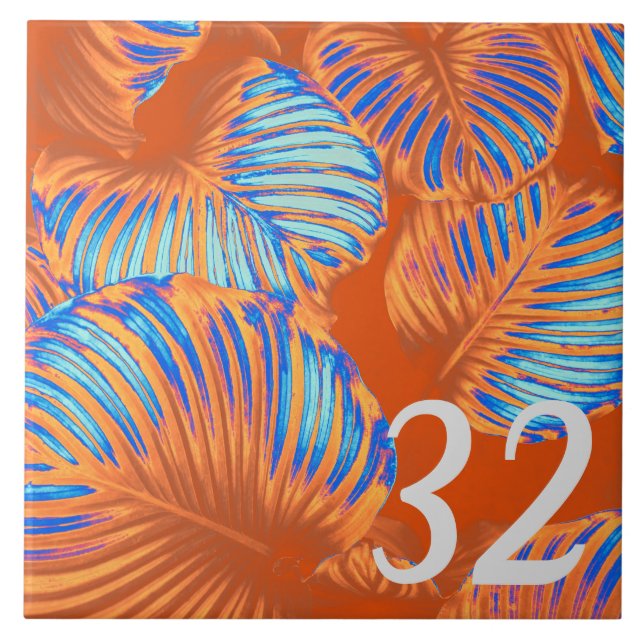 Azulejo Naranja quemado y azul eléctrico (Frente)