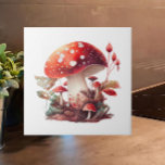 Azulejo Naranja Red Woodland Mushroom Cottagecore<br><div class="desc">Añada el encanto y el capricho de la popular estética de Cottagecore a su casa con esta colorida baldosa cerámica de setas de bosque de color agua. En tonos naranjas, rojos, marrones y verdes, el motivo le dará un toque acogedor a su barra de cocina, su cuarto de baño, su...</div>
