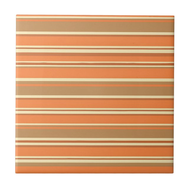Azulejo Naranja Retro Marrón Raya Moderno de Mitad de Sigl (Frente)