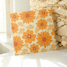 Azulejo Naranja retro vintage Caída del patrón de flor bot