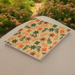 Azulejo Naranja retro vintage patrón de flor de los años 7<br><div class="desc">Naranja retro vintage patrón de flor de los años 70</div>