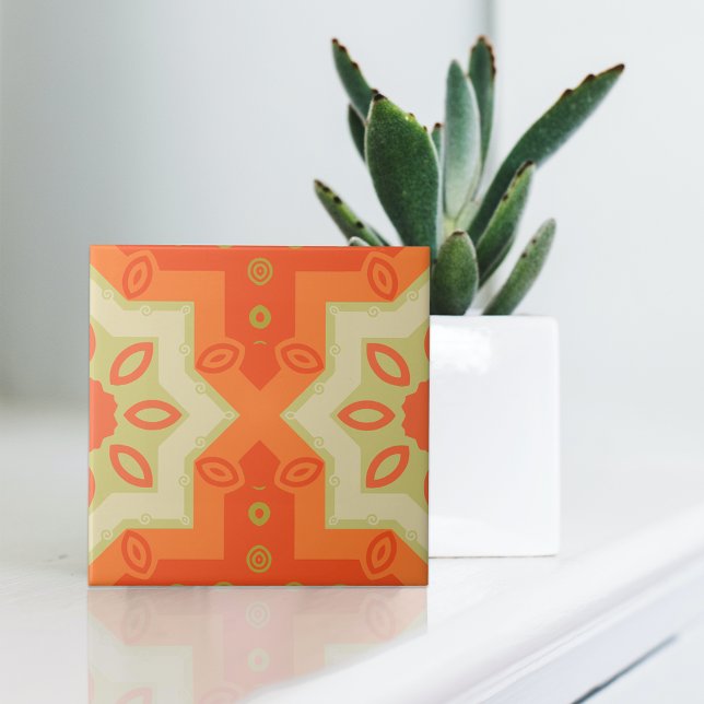 Azulejo Naranja Rojo Verde Moderno Patrón étnico Marroquí (Subido por el creador)