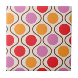 Azulejo Naranja, rosa y rojo de mediados de siglo en forma