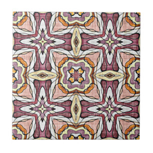 Azulejo Naranja Rubor Mauve Arte Étnico Púrpura Rosa