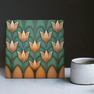 Azulejo Naranja simétrico Tulips Decoración de pared Art D