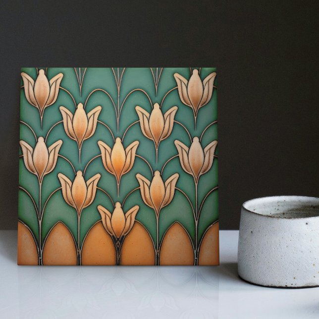 Azulejo Naranja simétrico Tulips Decoración de pared Art D (Subido por el creador)