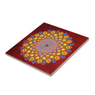 Azulejo Naranja Sunflower Mandala