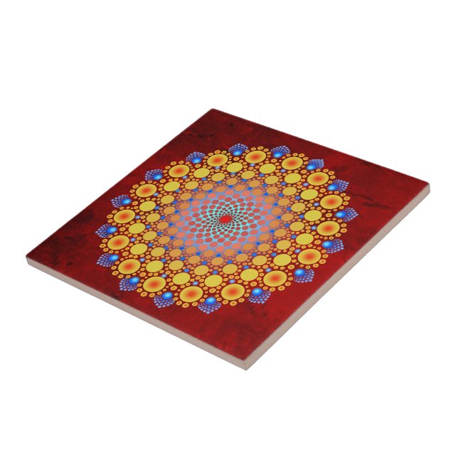 Azulejo Naranja Sunflower Mandala (Lado)