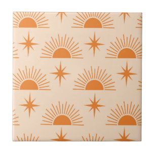Azulejo Naranja Sunshine con Estallidos de Estrellas de Mi