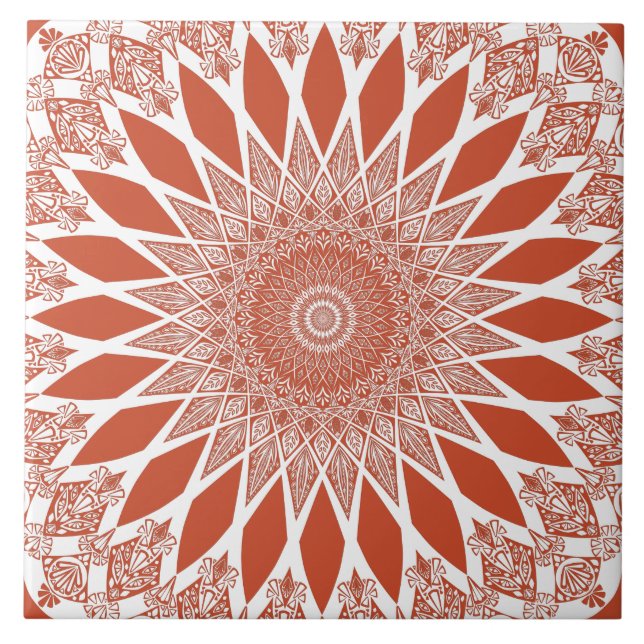 Azulejo Naranja Terracotta Tristyns Mandala (Frente)