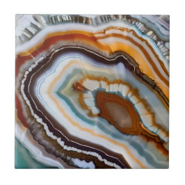 Azulejo Naranja Terracotta White Black Agate Geode