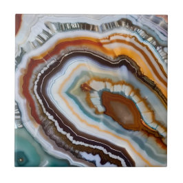 Azulejo Naranja Terracotta White Black Agate Geode