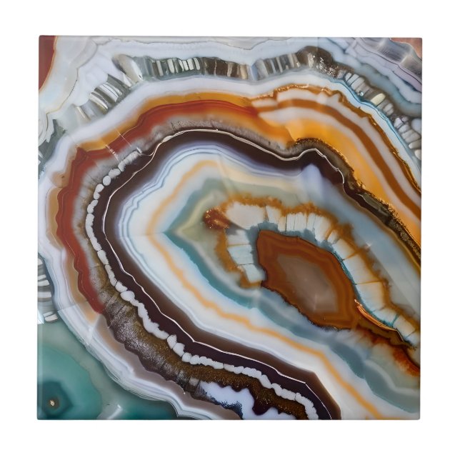 Azulejo Naranja Terracotta White Black Agate Geode (Frente)