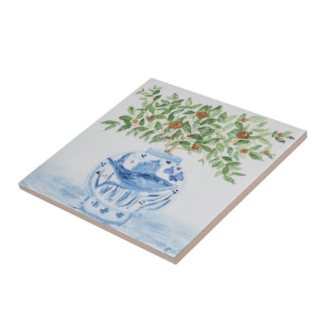 Azulejo Naranja Tree Topiary Ginger Jars Jar Art (Lado)