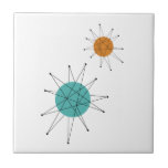 Azulejo Naranja Turquesa Franciscano Starburst Mid Century<br><div class="desc">Esta fabulosa baldosa cerámica moderna de mediados de siglo,  con estrenos franciscanos en colores azul turquesa,  naranja y negro,  le dará un toque de alegría a su proyecto de baldosas.</div>