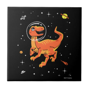 Azulejo Naranja Tyrannosaurus Dinos En El Espacio