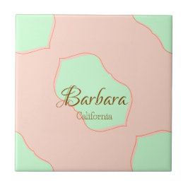 Azulejo Naranja verde pastel boho añadir nombre lugar rúst