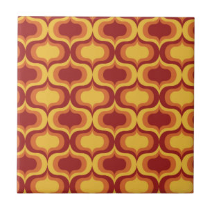 Azulejo Naranja Vintage de Mediano Siglo Patrón Ogeo Rojo