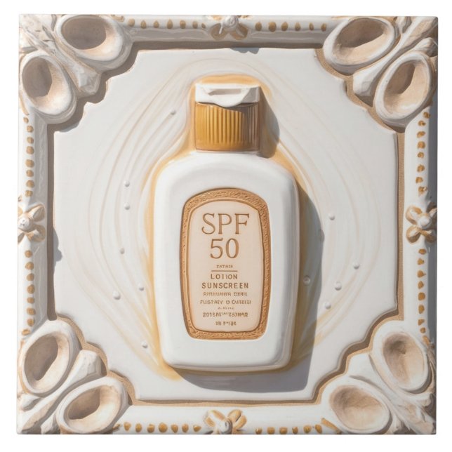 Azulejo Naranja White SPF 50 Sun Cream Beach House Baño (Frente)