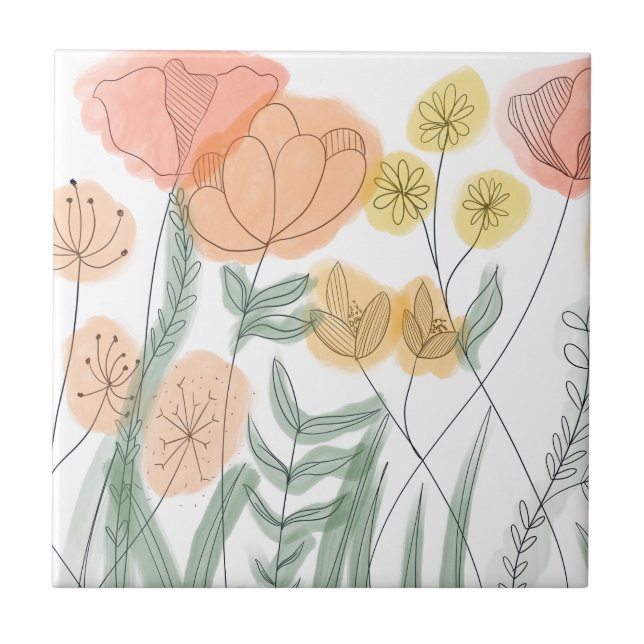 Azulejo Naranja Wildflowers (Frente)
