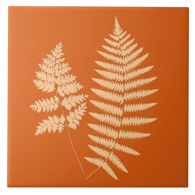 Azulejo Naranja Woodland Fern, Mandarin y Pastel (Frente)