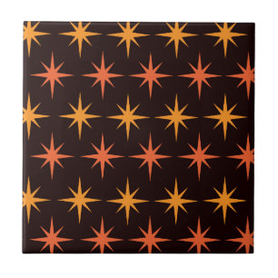 Azulejo Naranja y Amber Starburst Mid Century Modern