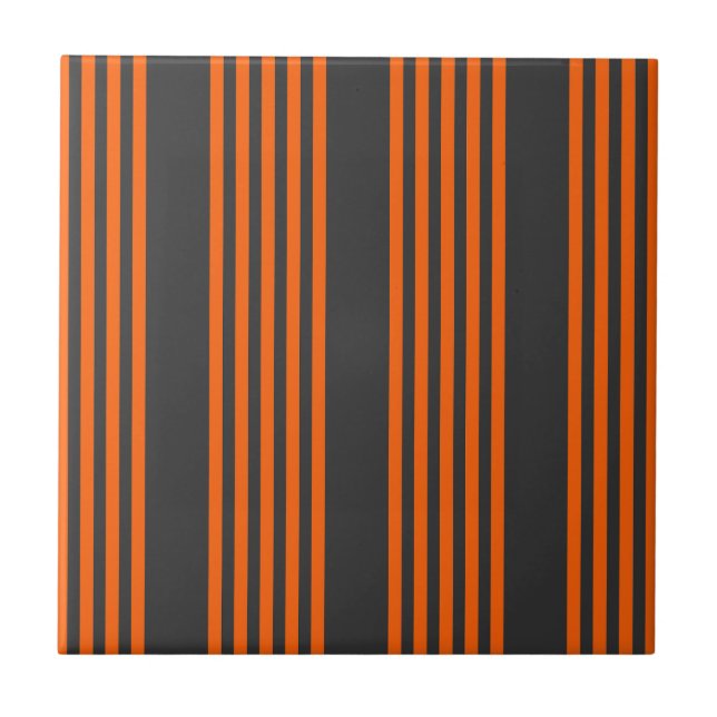 Azulejo Naranja y carbón vegetal cinco rayas (Frente)