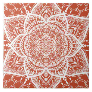 Azulejo Naranja y Mandala Blanca - Loergann en Terracotta