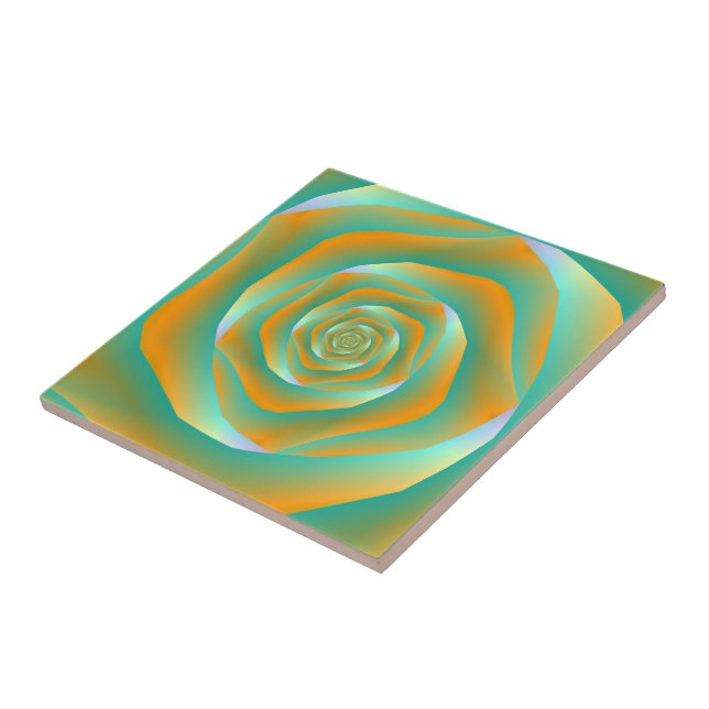 Azulejo Naranja y Rosa espiral verde (Lado)