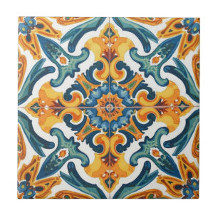 Azulejo naranja y verde mosaico vintage a granel