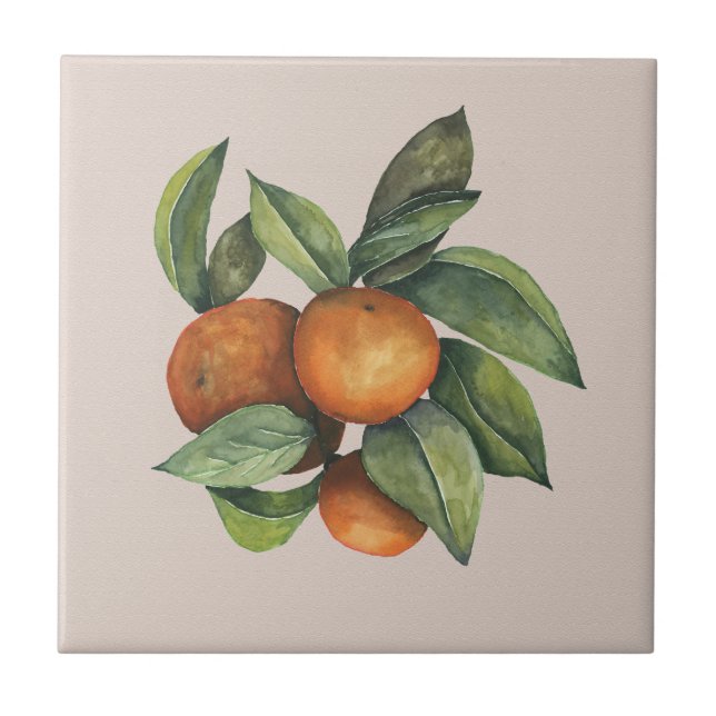 Azulejo Naranjas acuáticos en mosaico de cerámica de Taupe (Frente)