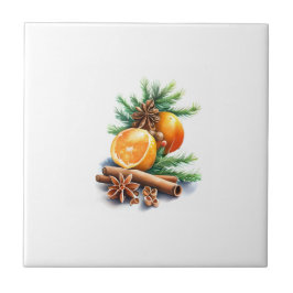 Azulejo Naranjas con ropa y canela al lado de la salida de