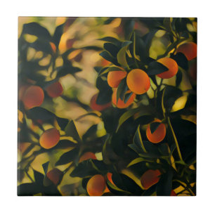 Azulejo Naranjas estilizados de frutas huertas de árbol Na