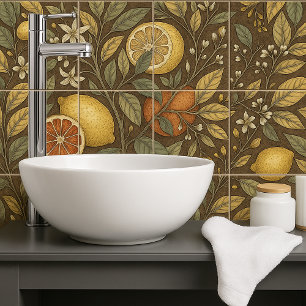 Azulejo Naranjas y limones de estilo vintage sin inconveni