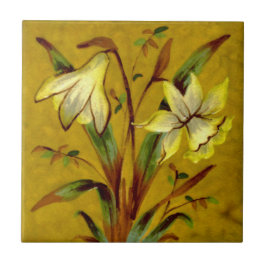 Azulejo Narciso Daffodil Barbotine Sherwin Cotton Repro