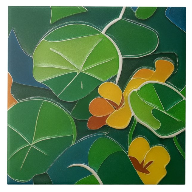Azulejo Nasturtiums Ceramic Tile (Frente)