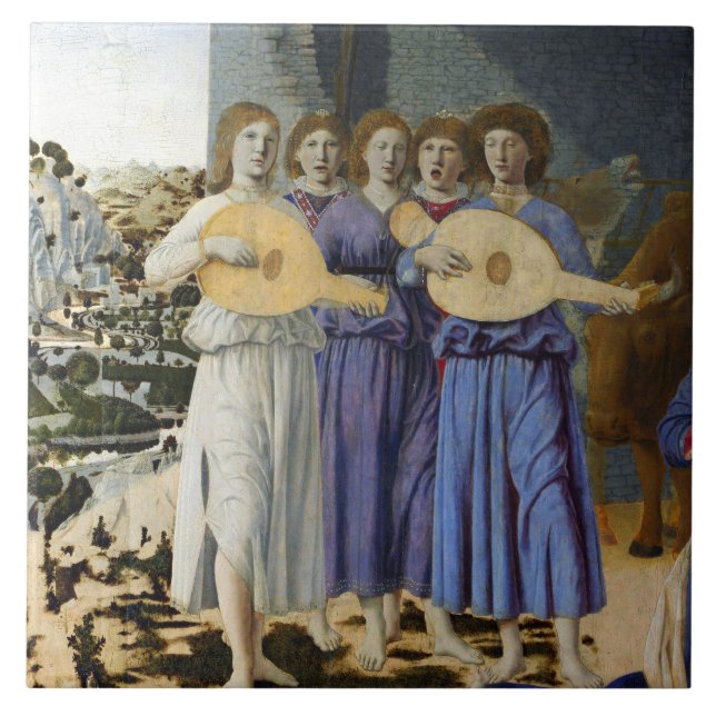 Azulejo NATIVITY OF JESUS, ANGELS by PIERO DELLA FRANCESCA (Frente)