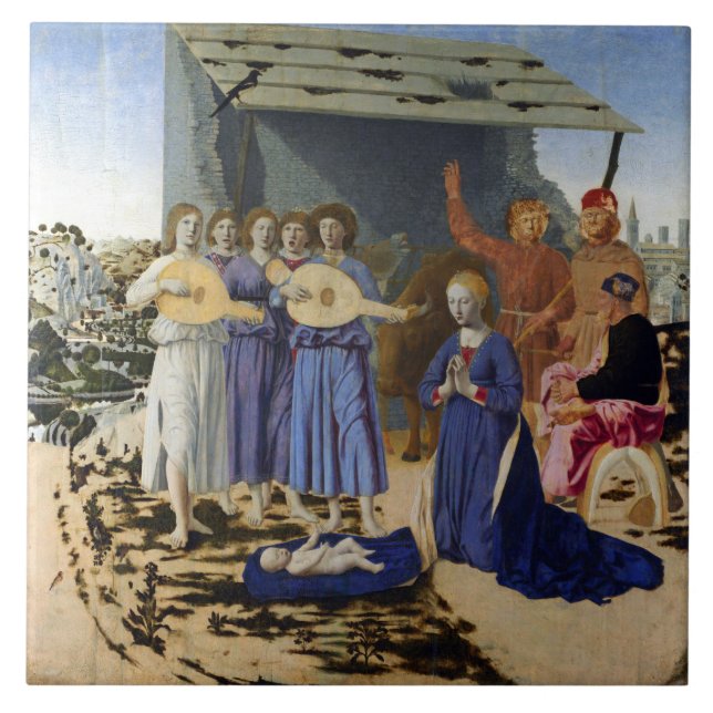 Azulejo NATIVITY OF JESUS, ANGELS by PIERO DELLA FRANCESCA (Frente)