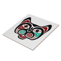 Nativo americano Red Black Haida Art Kitty