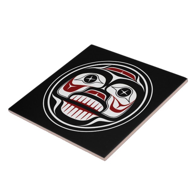 Azulejo Nativo Americano Rojo Negro Haida Arte llorando Cr (Lado)