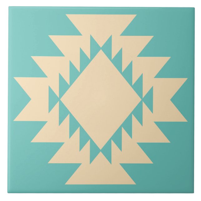 Azulejo Nativo Suroeste Estadounidense Geométrico Turquois (Frente)