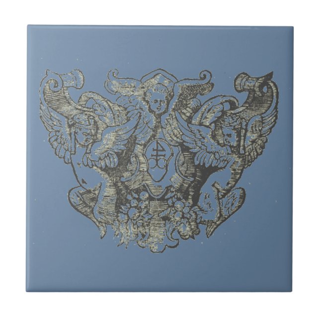 Azulejo Nattier-blue Angels – Coat of arms – Emblem (Frente)