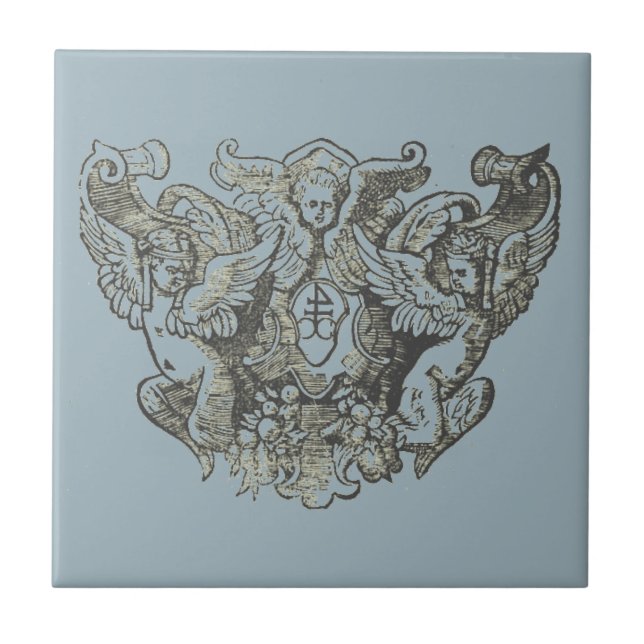 Azulejo Nattier-blue Angels – Coat of arms – Emblem (Frente)