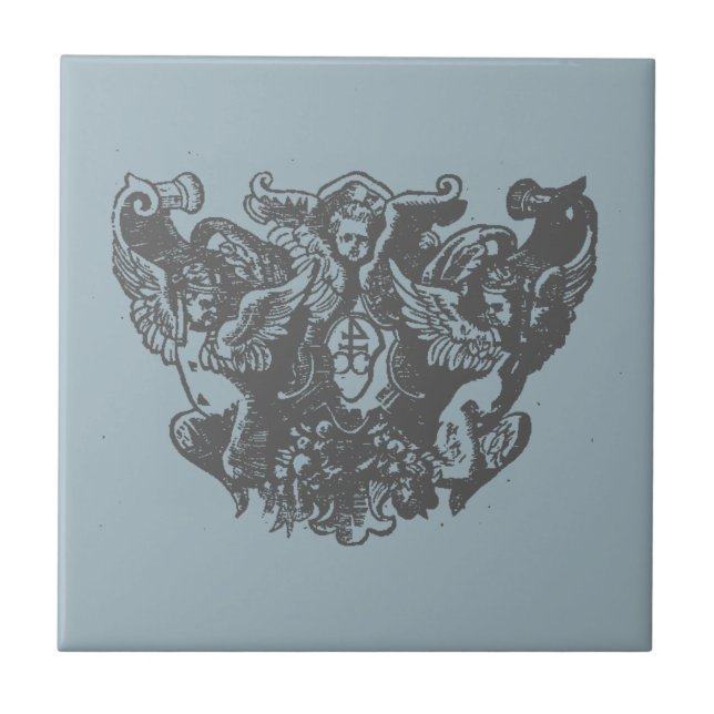 Azulejo Nattier-blue Angels – Coat of arms – Emblem (Frente)