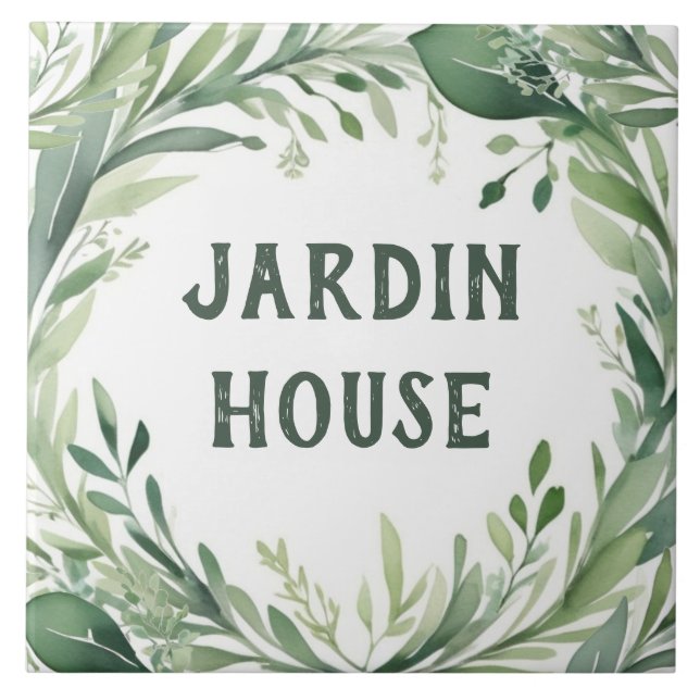 Azulejo Naturaleza acuarela Personalizado Nombre Casa Rótu (Frente)